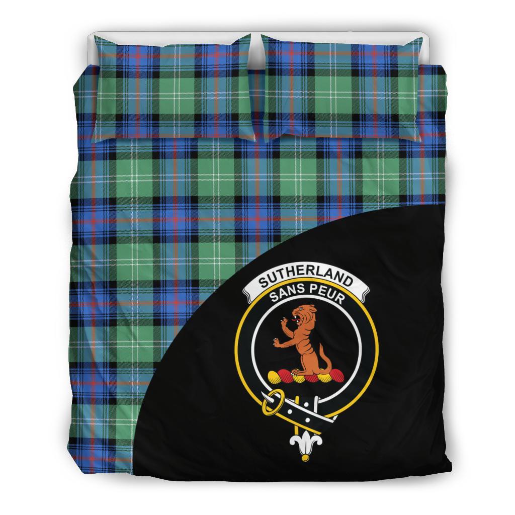 Sutherland Old Ancient Tartan Crest Wave Style Bedding Set