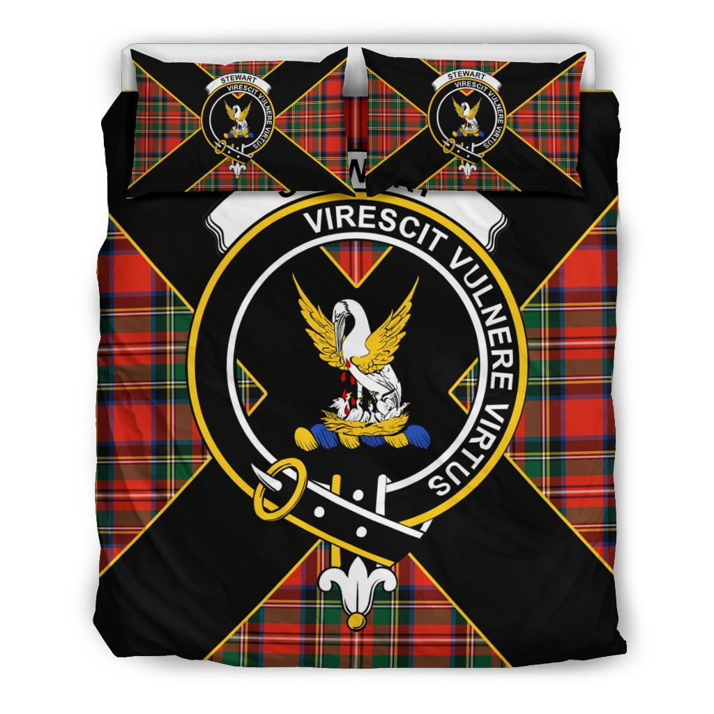 Stewart (High Stewards) Tartan Crest Bedding Set - Luxury Style