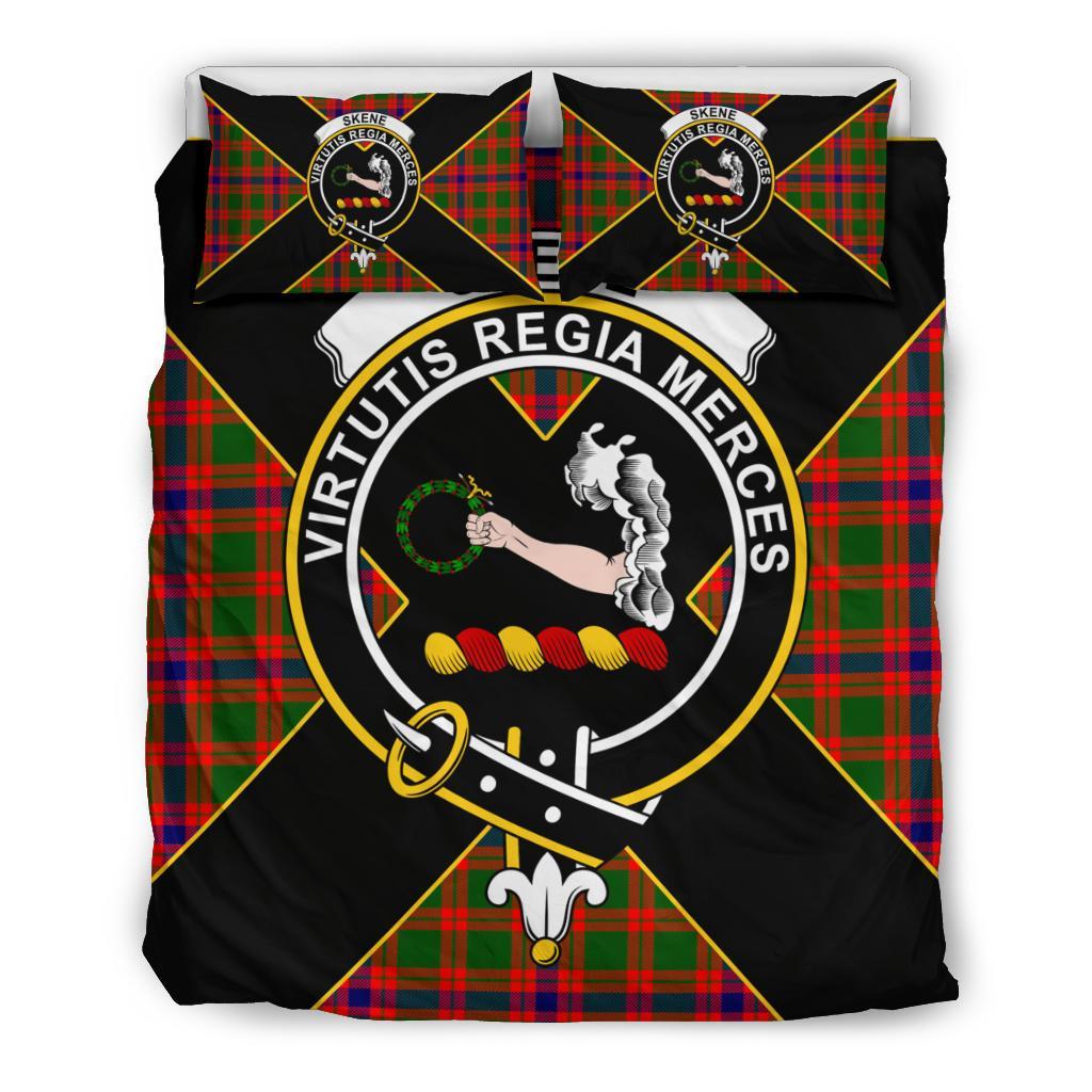 Skene Tartan Crest Bedding Set - Luxury Style