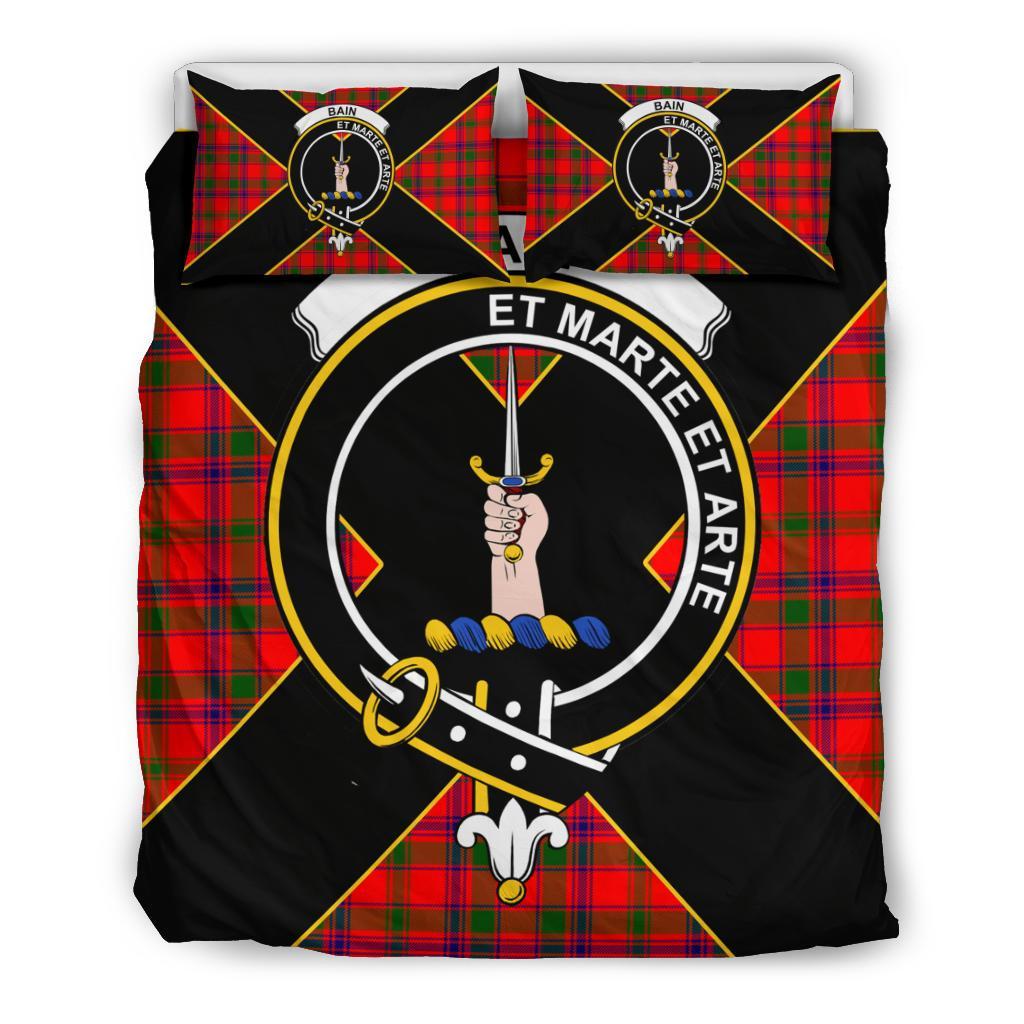 Bain Tartan Crest Bedding Set - Luxury Style