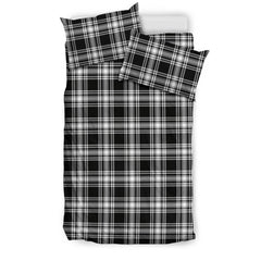 Menzies Black & White Modern Tartan Bedding Set