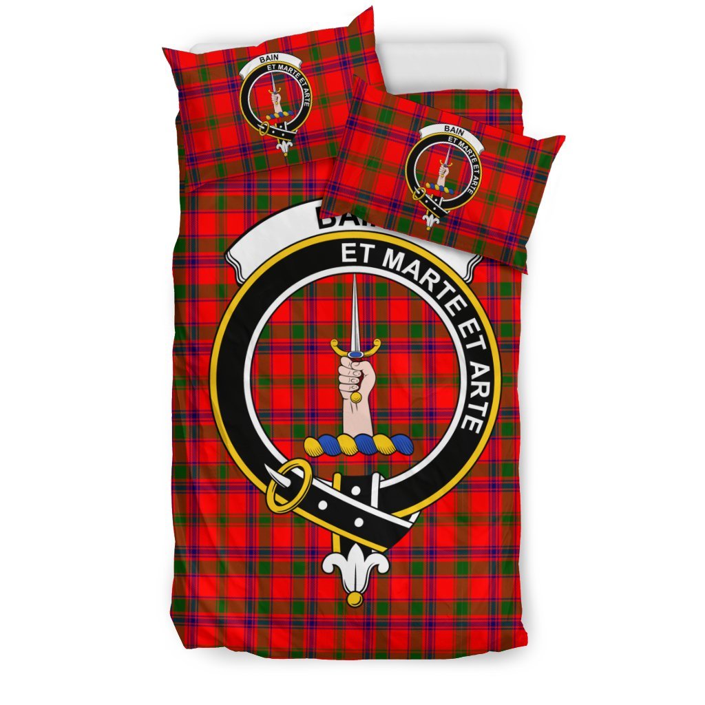 Bain Family Tartan Crest Bedding Set