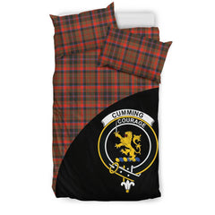 Cumming Hunting Weathered Family Tartan Crest Wave Style Bedding Set