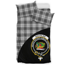 Douglas Grey Modern Tartan Crest Wave Style Bedding Set