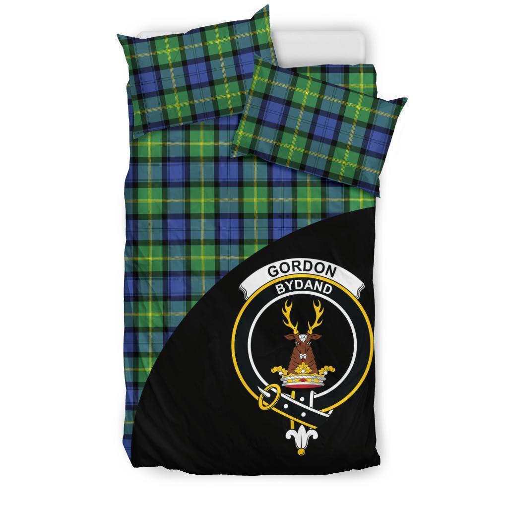 Gordon Old Ancient Family Tartan Crest Wave Style Bedding Set