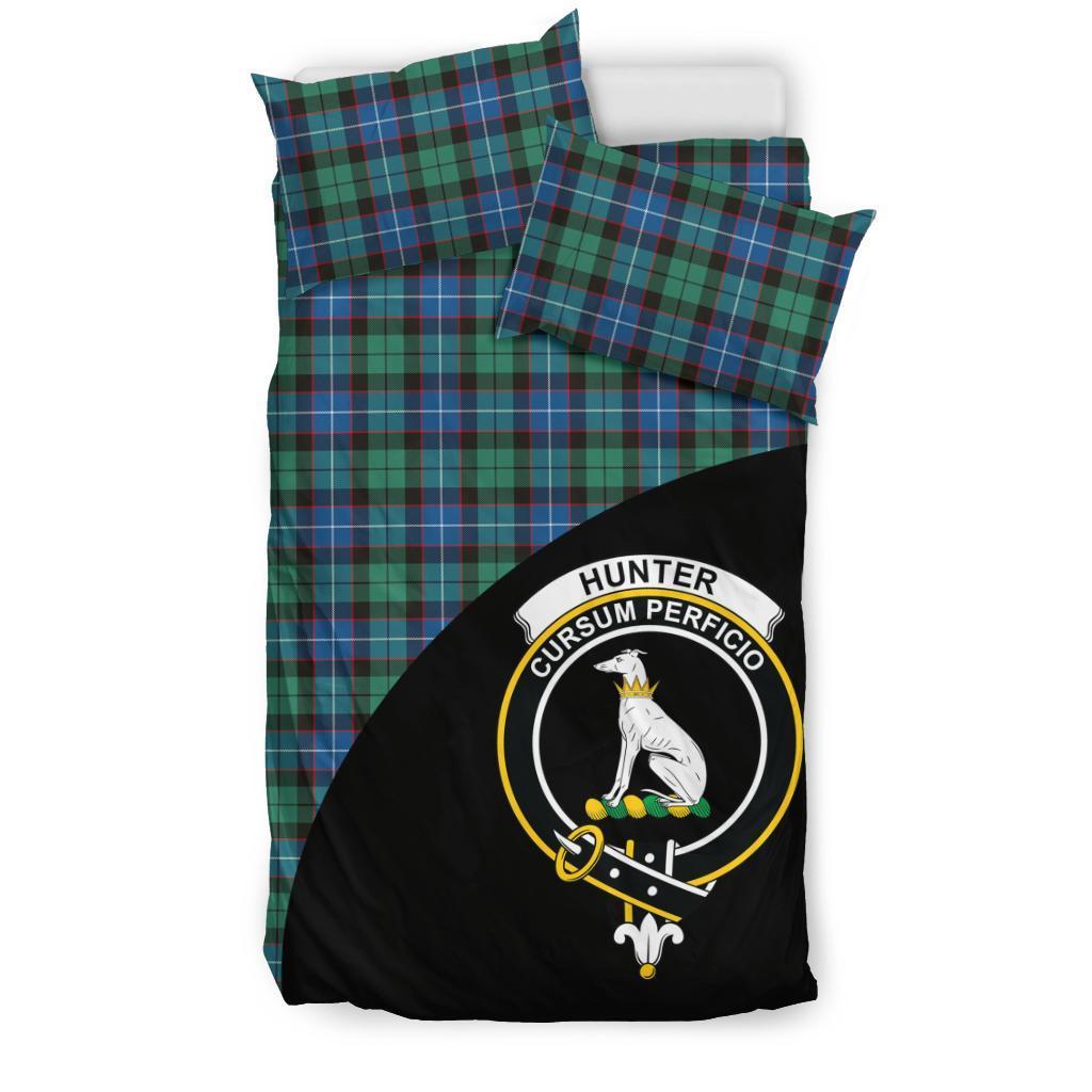 Hunter Ancient Family Tartan Crest Wave Style Bedding Set