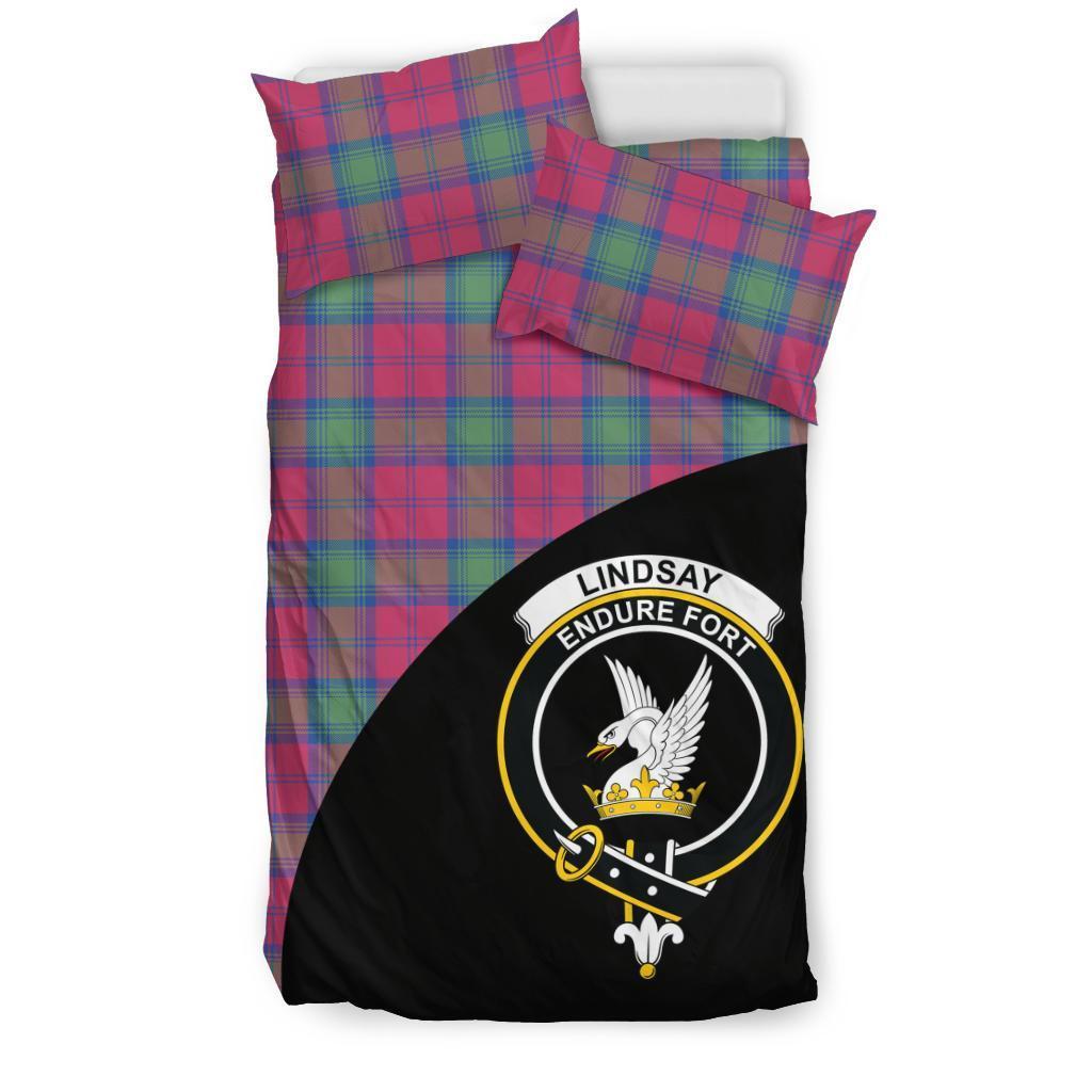 Lindsay Ancient Family Tartan Crest Wave Style Bedding Set