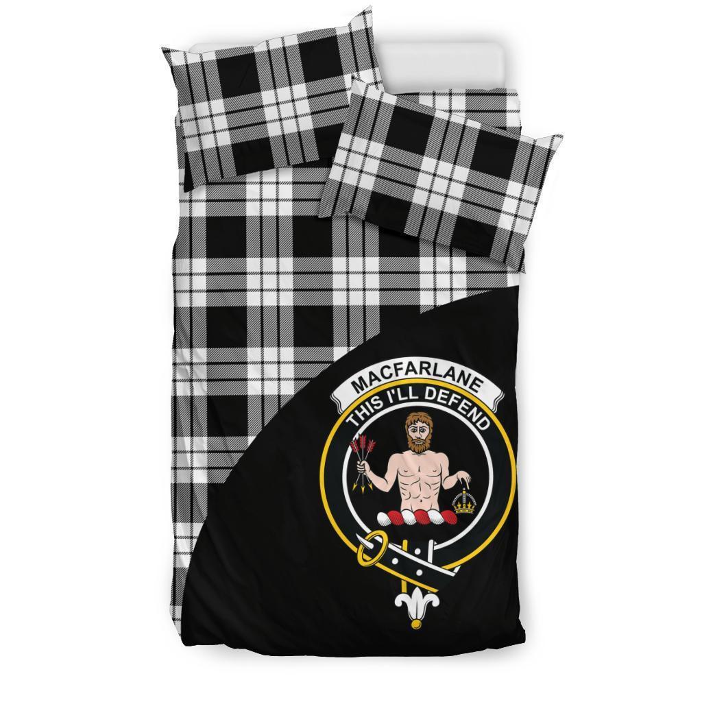 MacFarlane Black & White Family Tartan Wave Style Bedding Set