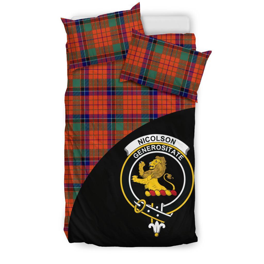 Nicolson Ancient Family Tartan Crest Wave Style Bedding Set