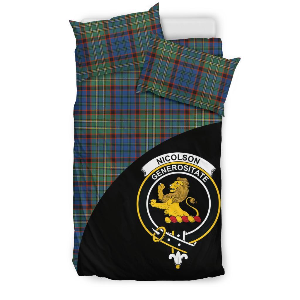 Nicolson Hunting Ancient Family Tartan Crest Wave Style Bedding Set