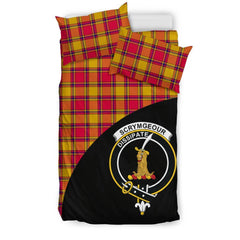 Scrymgeour Family Tartan Crest Wave Style Bedding Set