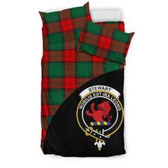 Stewart Atholl Modern Family Tartan Crest Wave Style Bedding Set