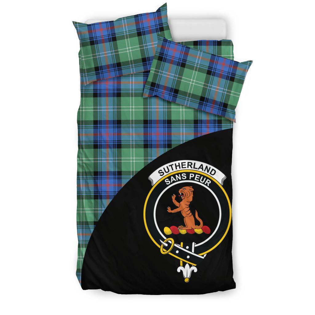 Sutherland Old Ancient Tartan Crest Wave Style Bedding Set