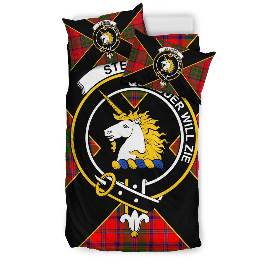 Stewart (of Appin) Tartan Crest Bedding Set - Luxury Style