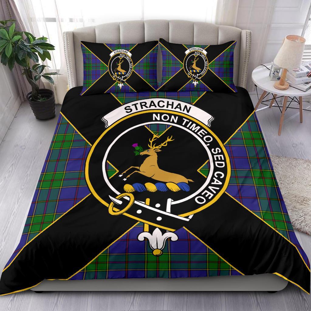 Strachan Tartan Crest Bedding Set - Luxury Style