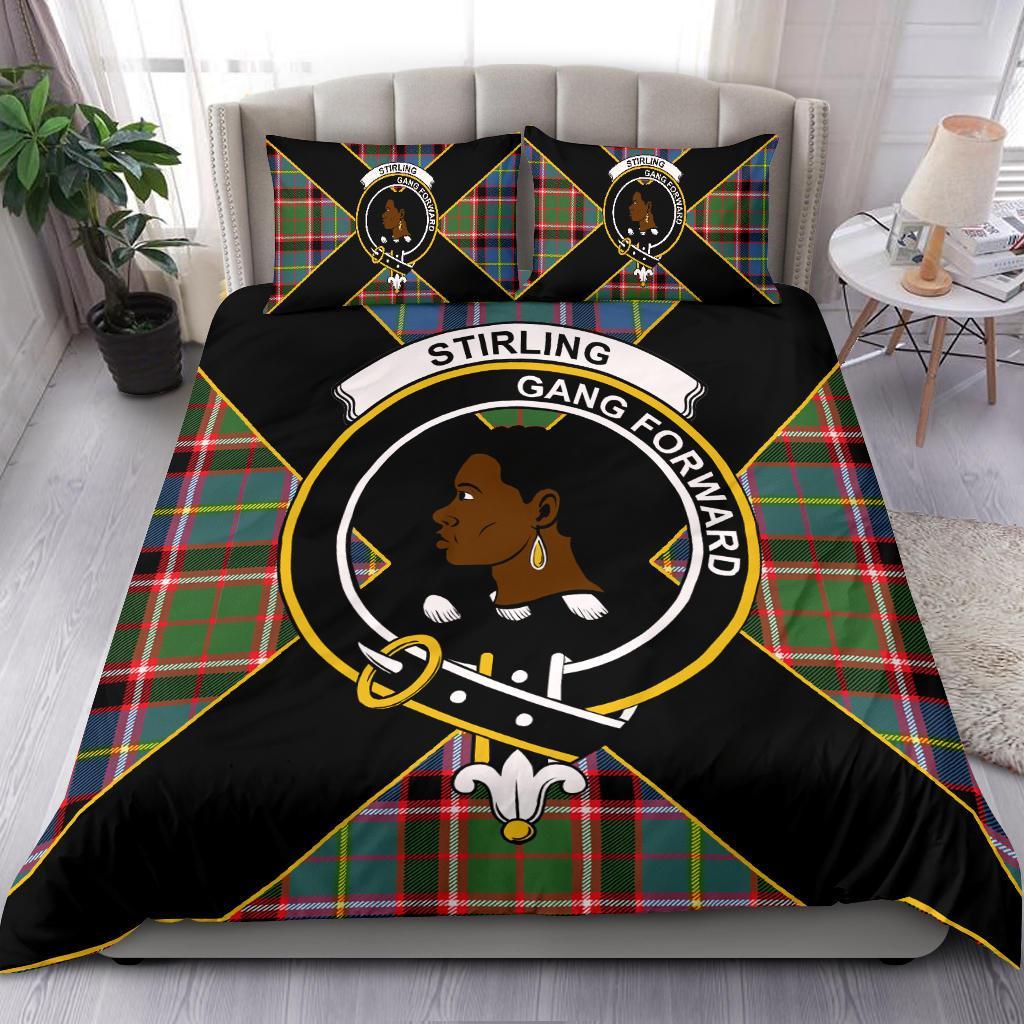 Stirling (of Keir) Tartan Crest Bedding Set - Luxury Style