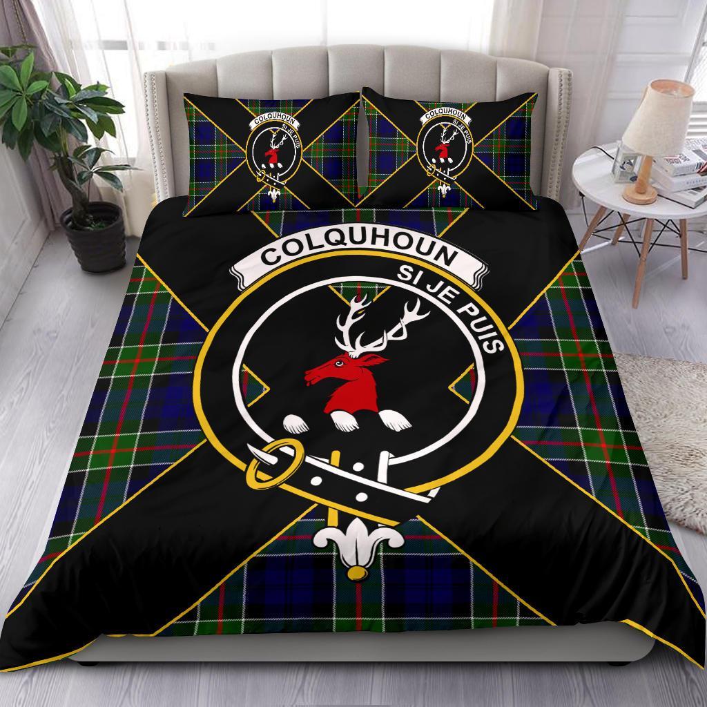 Colquhoun Tartan Crest Bedding Set - Luxury Style