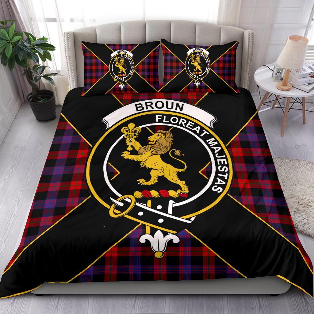 Broun Tartan Crest Bedding Set - Luxury Style