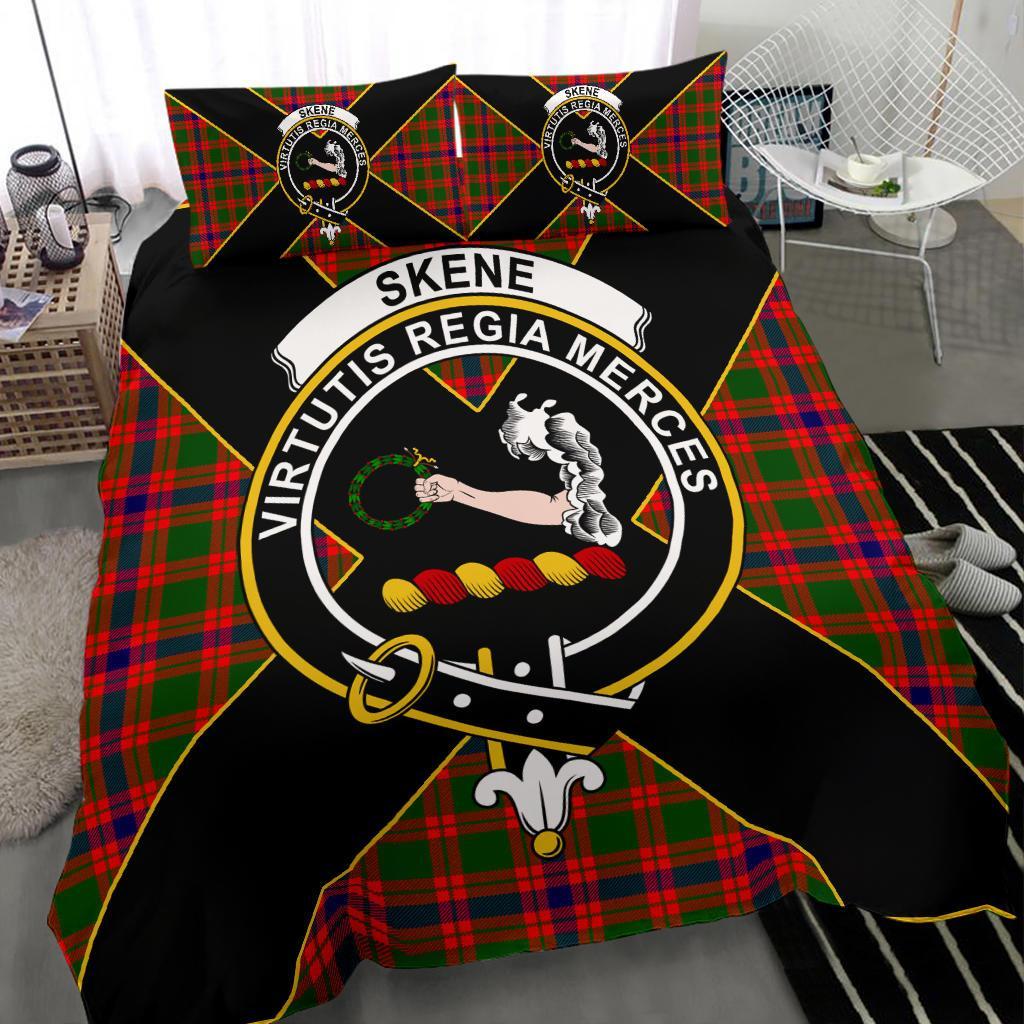 Skene Tartan Crest Bedding Set - Luxury Style