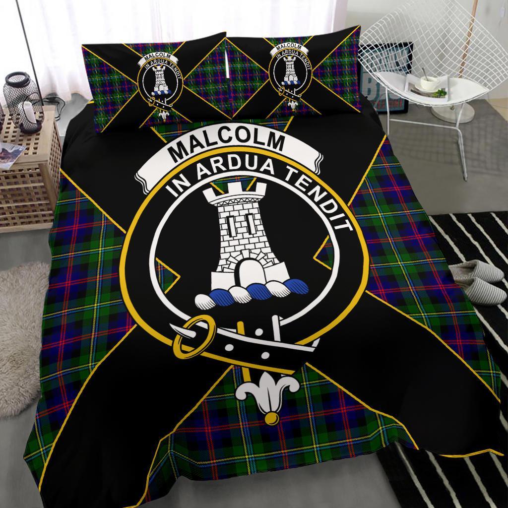 Malcolm (or MacCallum) Tartan Crest Bedding Set - Luxury Style