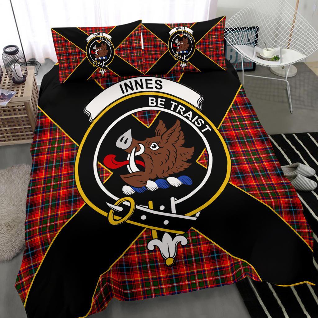 Innes Tartan Crest Bedding Set - Luxury Style