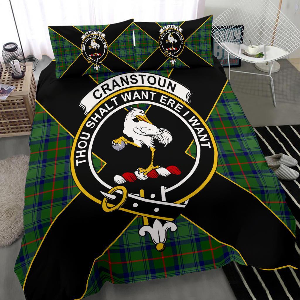 Cranstoun Tartan Crest Bedding Set - Luxury Style