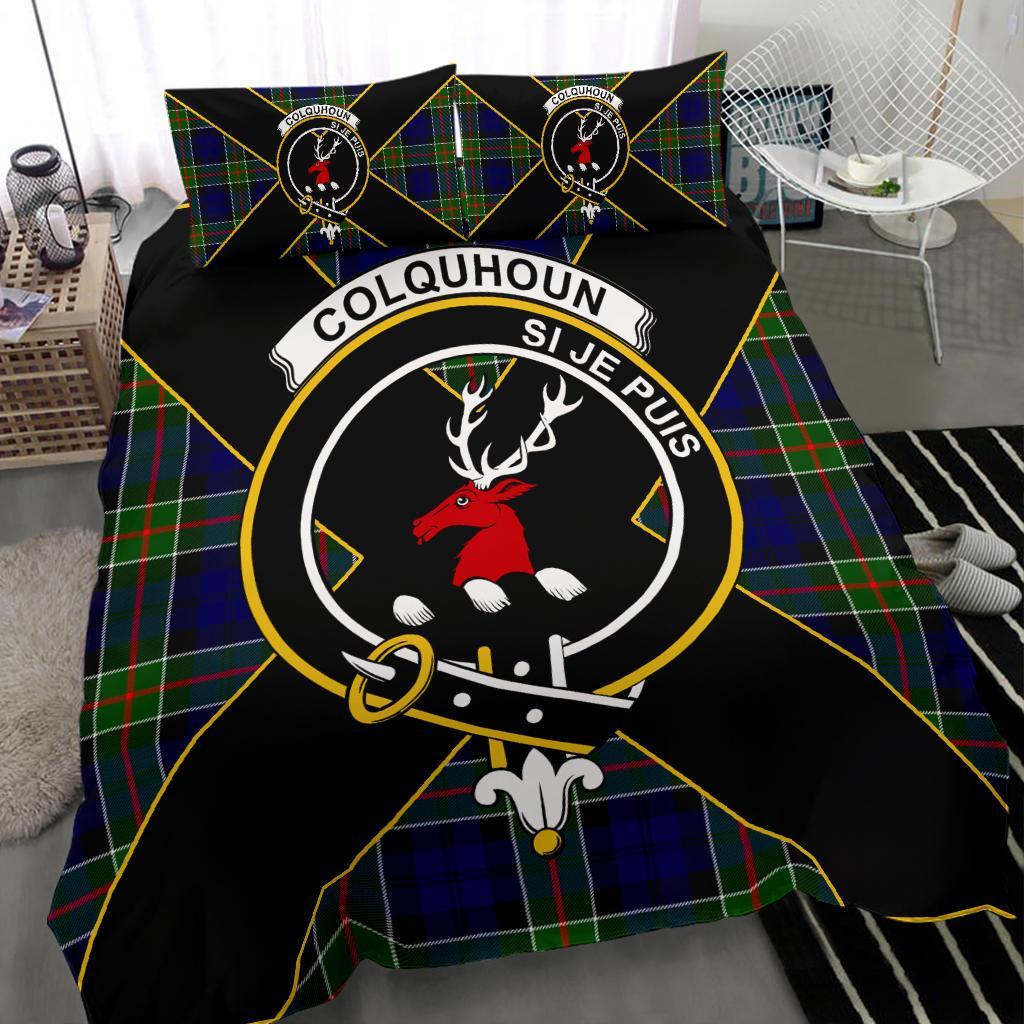 Colquhoun Tartan Crest Bedding Set - Luxury Style