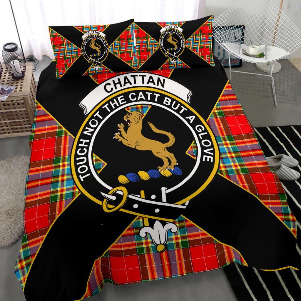 Chattan Tartan Crest Bedding Set - Luxury Style