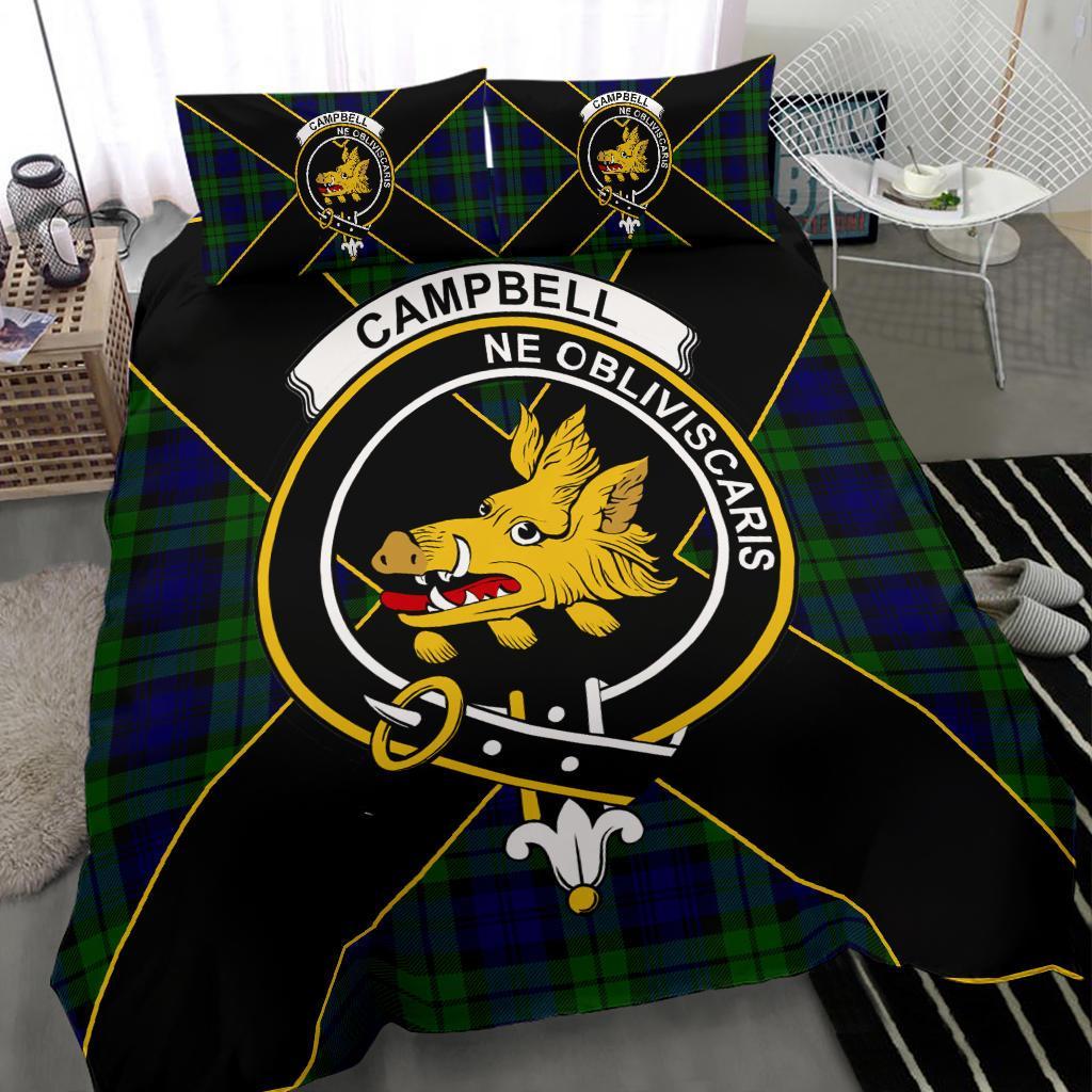 Campbell Tartan Crest Bedding Set - Luxury Style