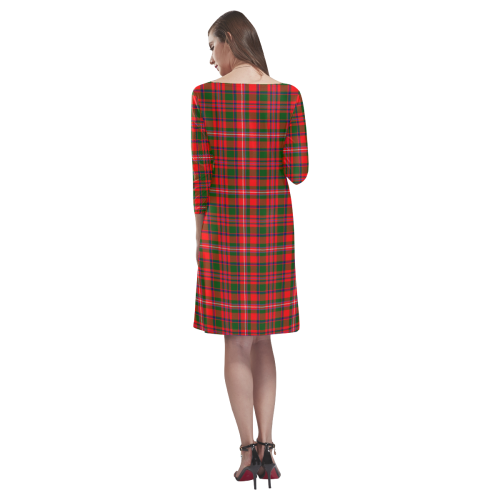 MacKinnon Modern Tartan Dress - Round Neck Dress Clan Badge