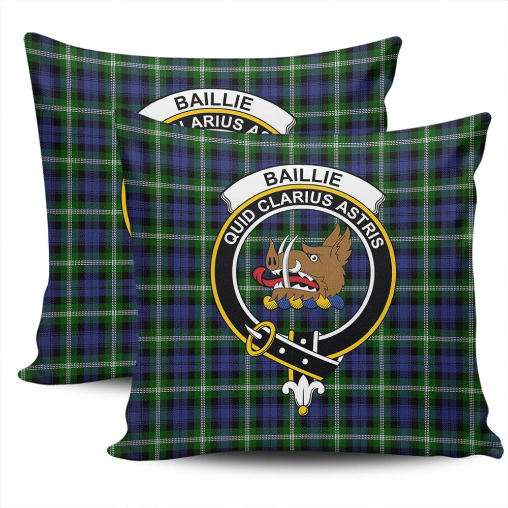 Scottish Baillie Modern Tartan Crest Pillow Cover - Tartan Cushion Cover 2