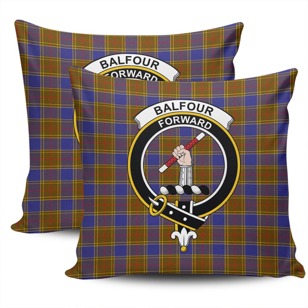 Scottish Balfour Modern Tartan Crest Pillow Cover - Tartan Cushion Cover 2