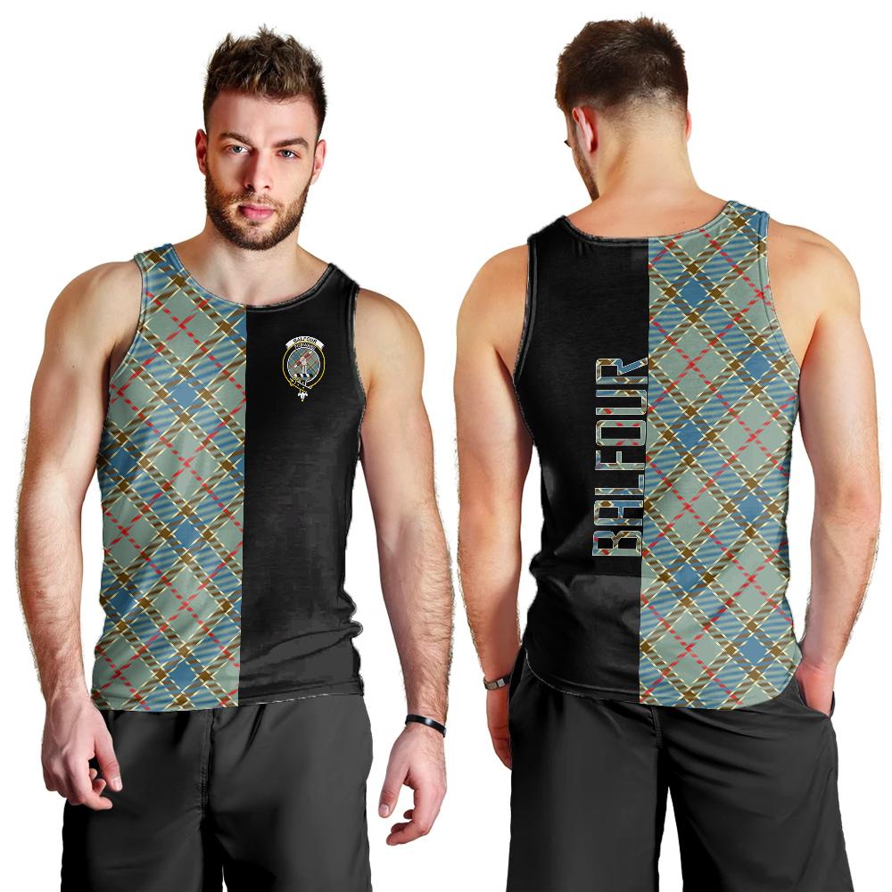 Balfour Blue Tartan Crest Men's Tank Top - Cross Style