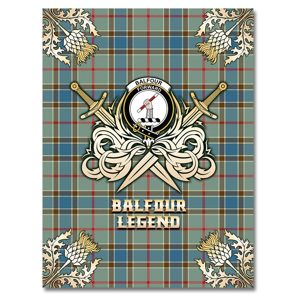 Balfour Blue Tartan Gold Courage Symbol Blanket