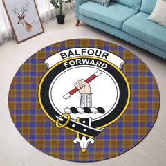 Balfour Modern Tartan Crest Round Rug