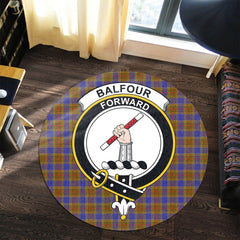 Balfour Modern Tartan Crest Round Rug