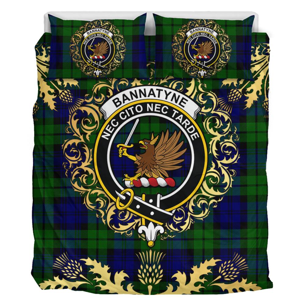 Bannatyne Tartan Crest Bedding Set - Golden Thistle Style