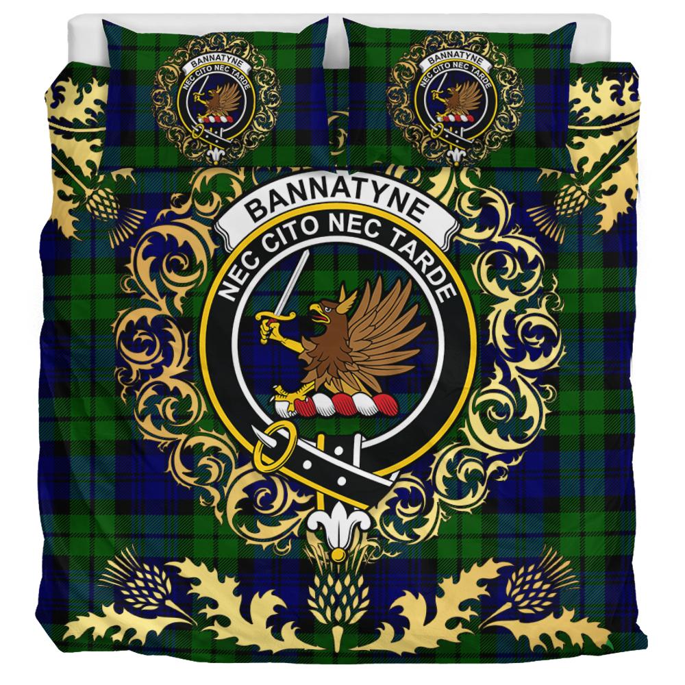 Bannatyne Tartan Crest Bedding Set - Golden Thistle Style