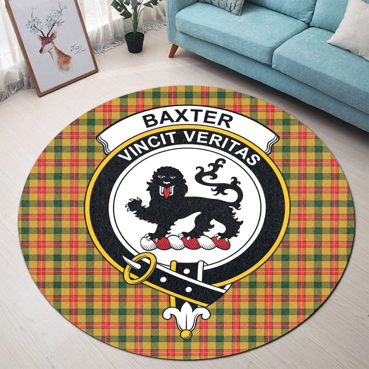 Baxter Tartan Crest Round Rug