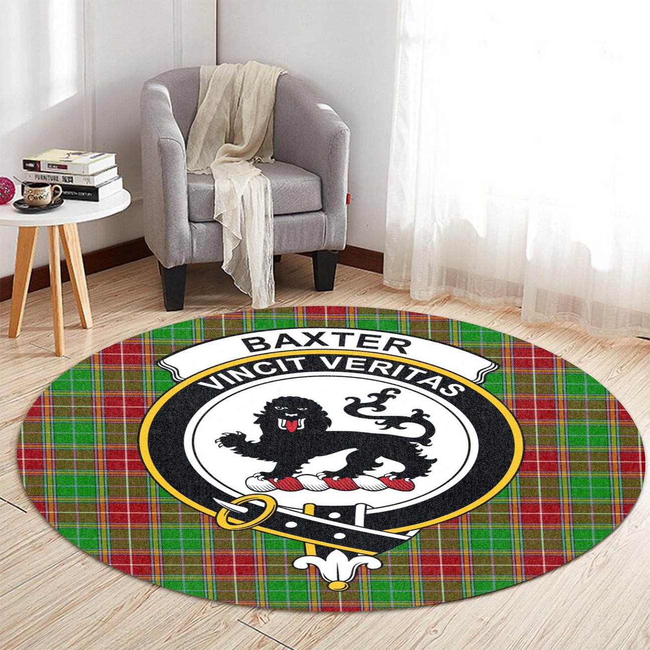 Baxter Modern Tartan Crest Round Rug