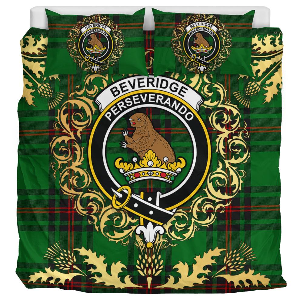 Beveridge Tartan Crest Bedding Set - Golden Thistle Style