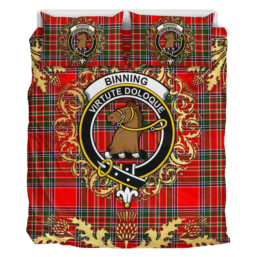 Binning Tartan Crest Bedding Set - Golden Thistle Style