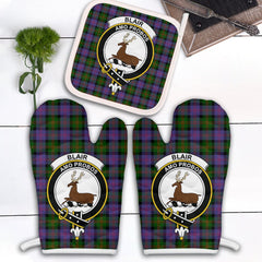 Blair Modern Tartan Crest Oven Mitt And Pot Holder (2 Oven Mitts + 1 Pot Holder)