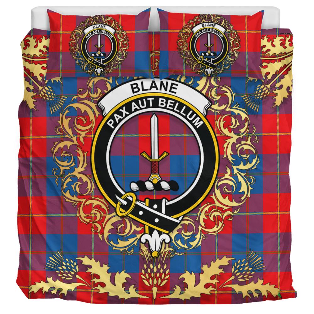 Blane Tartan Crest Bedding Set - Golden Thistle Style