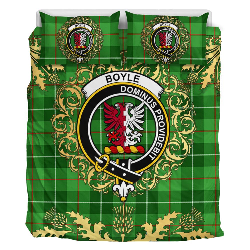 Boyle Tartan Crest Bedding Set - Golden Thistle Style