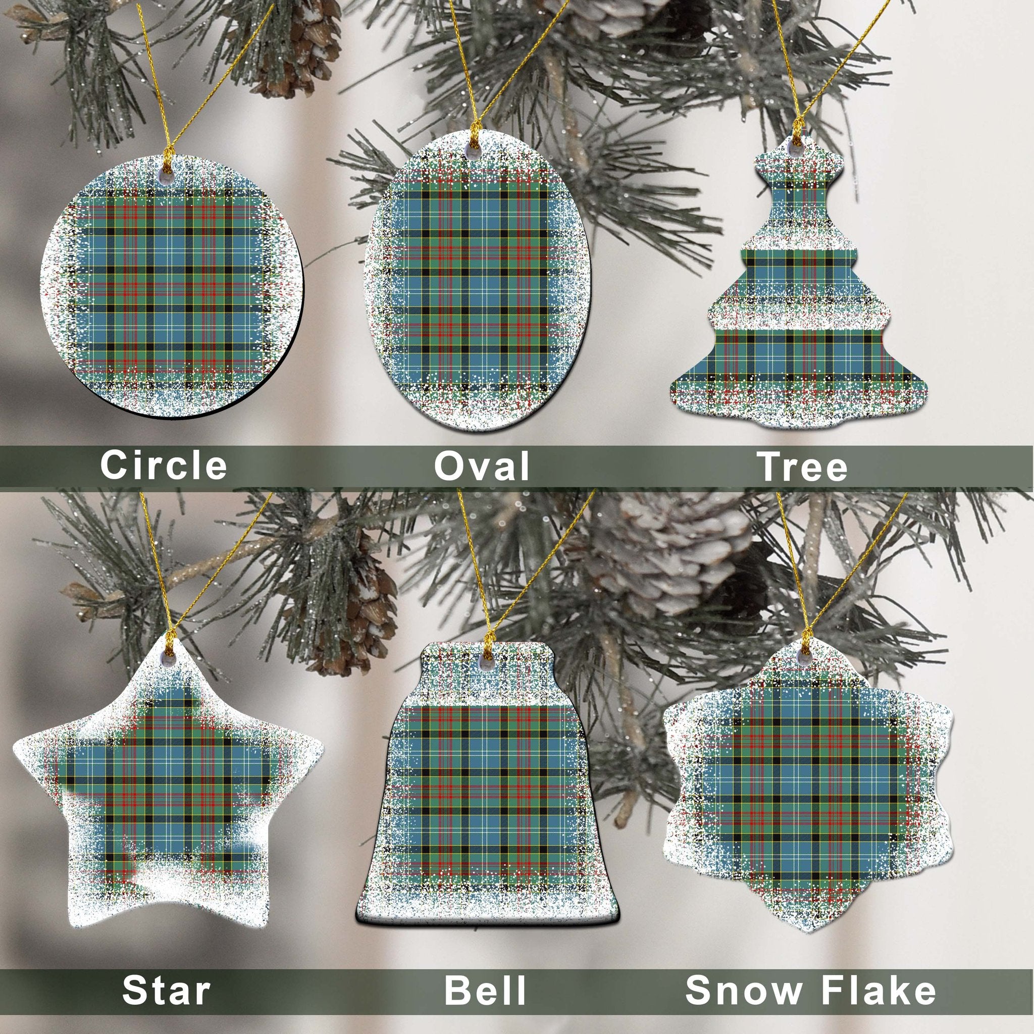 Brisbane Tartan Christmas Ceramic Ornament - Snow Style