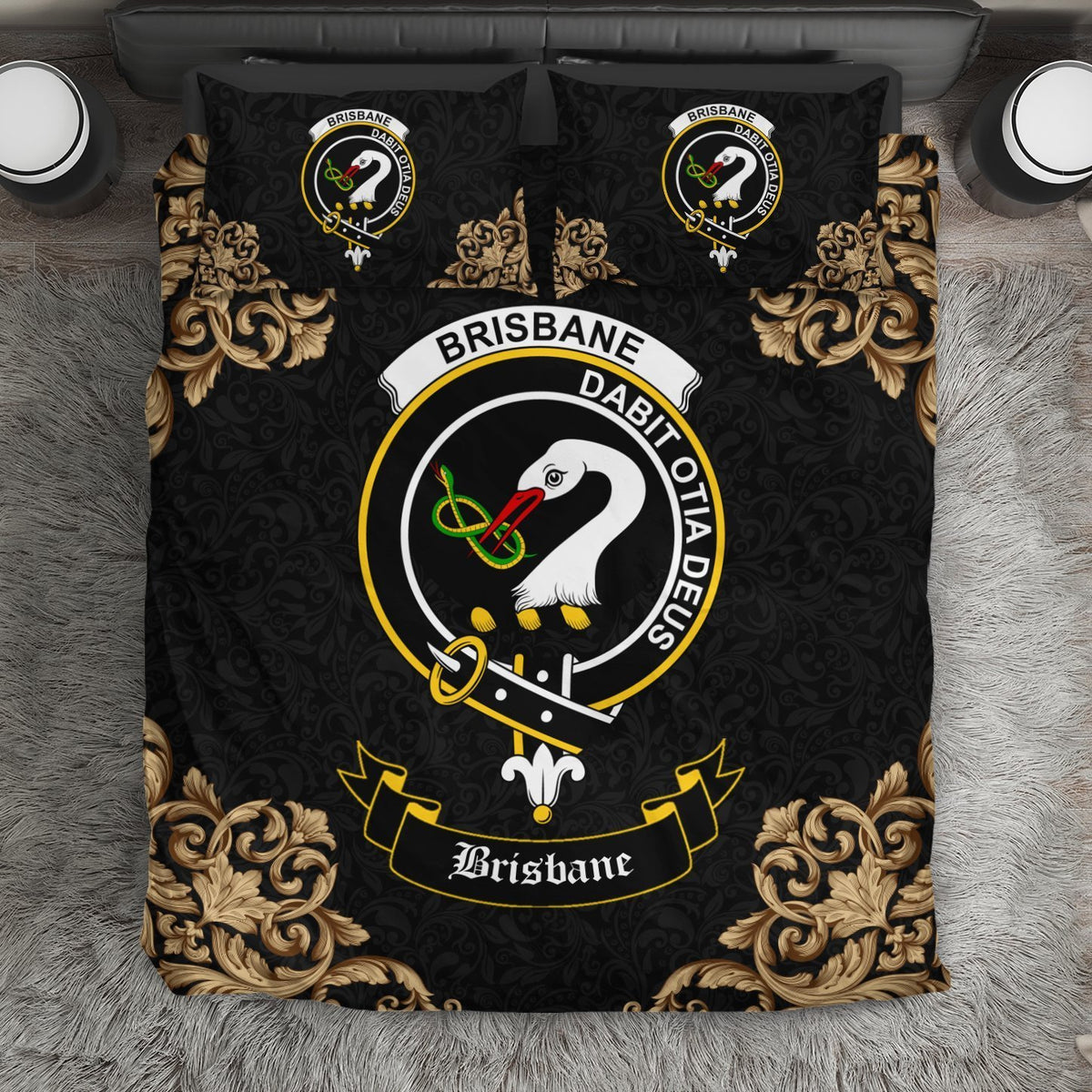 Brisbane Crest Black Bedding Set