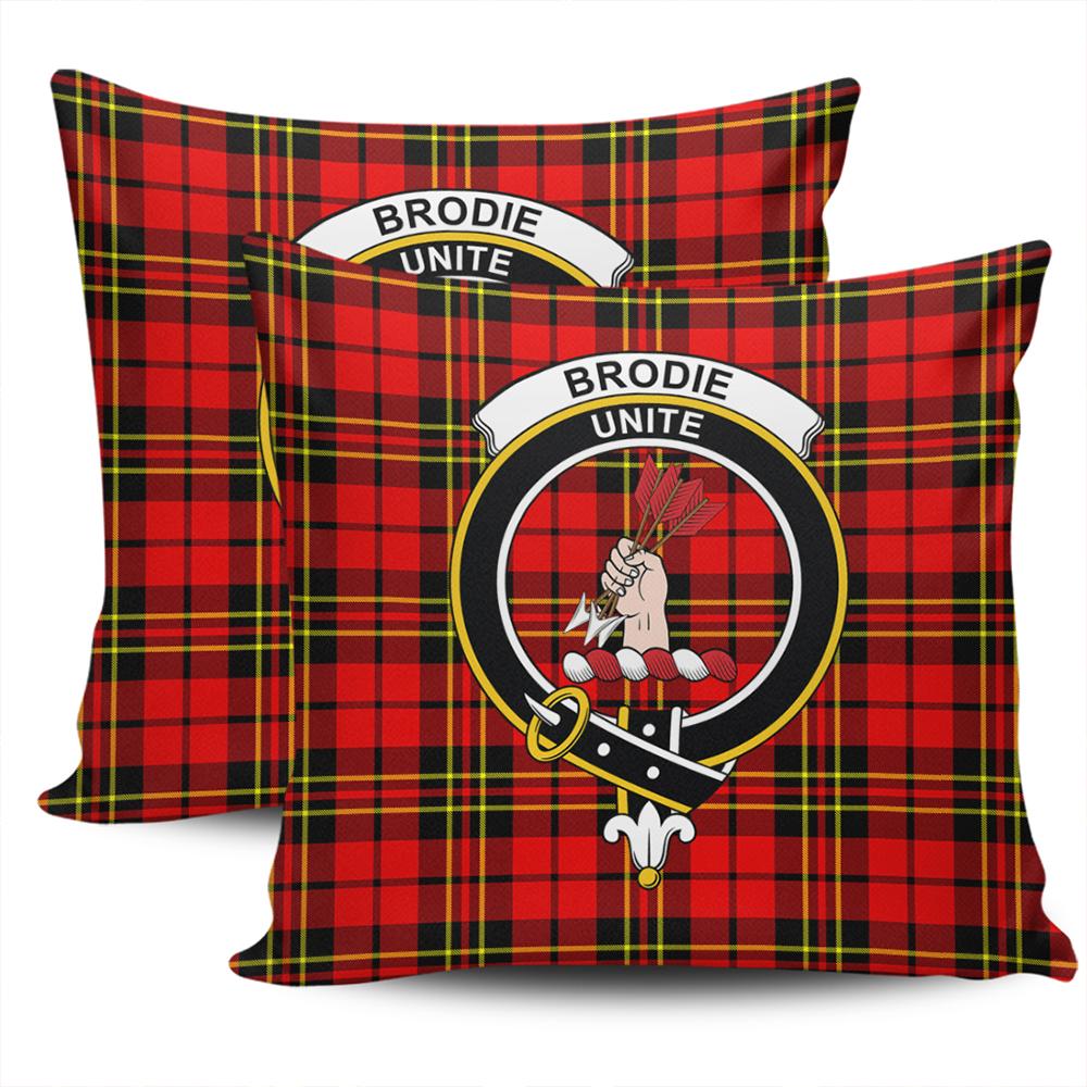 Scottish Brodie Modern Tartan Crest Pillow Cover - Tartan Cushion Cover