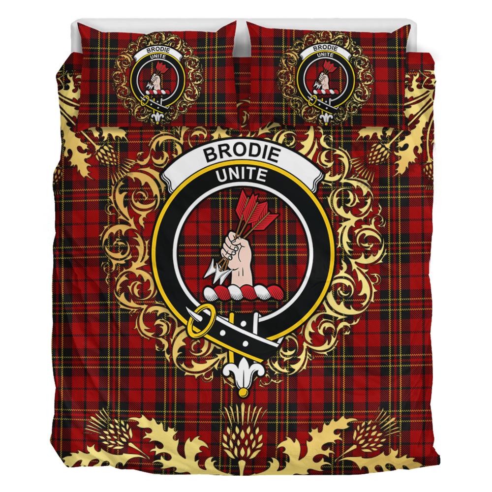 Brodie Tartan Crest Bedding Set - Golden Thistle Style