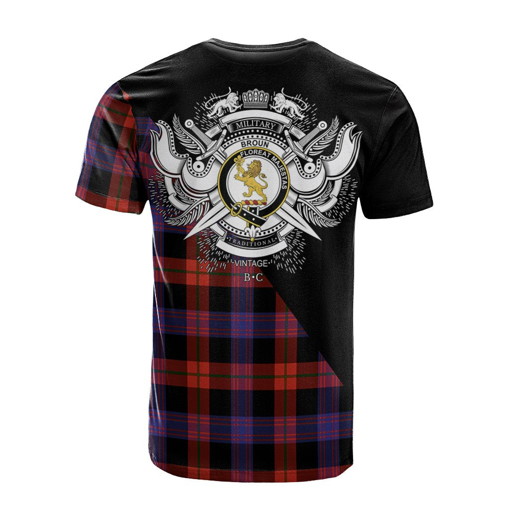 Broun Modern Tartan - Military T-Shirt